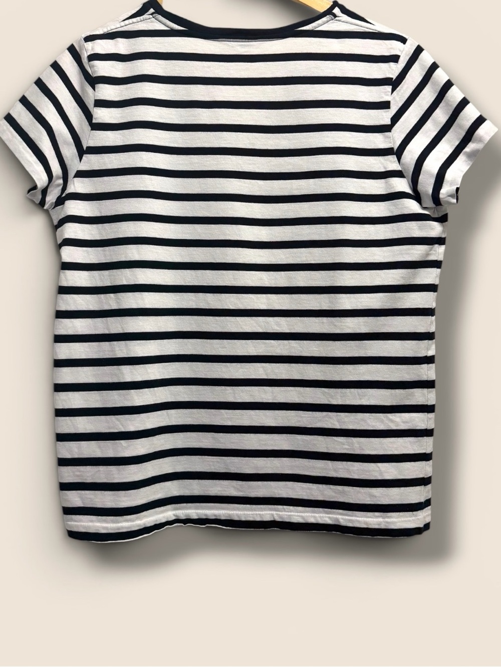 Ralph Lauren Womens L Black White Striped V-Neck T-Shirt Pink Pony Logo - Picture 3 of 12